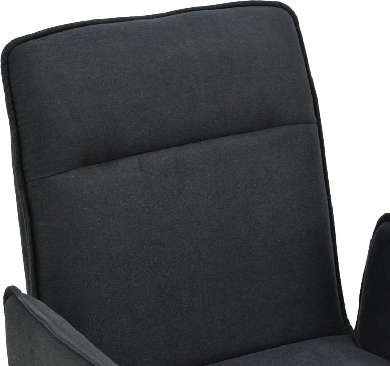 Karrige me krah Essential, set prej 4 copash, stof i zi, këmbë metalike të zeza, 55.5x59x89cm