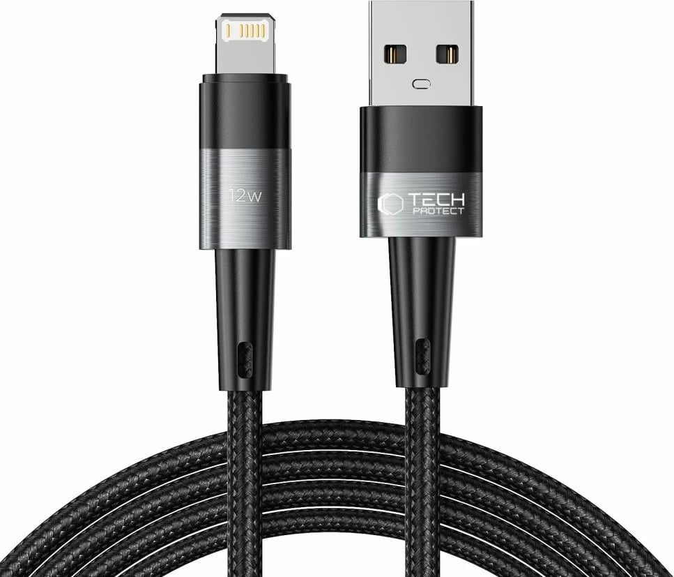 Kabllo Tech-Protect UltraBoost, 2m, Lightning/USB-A, 12W, Gri
