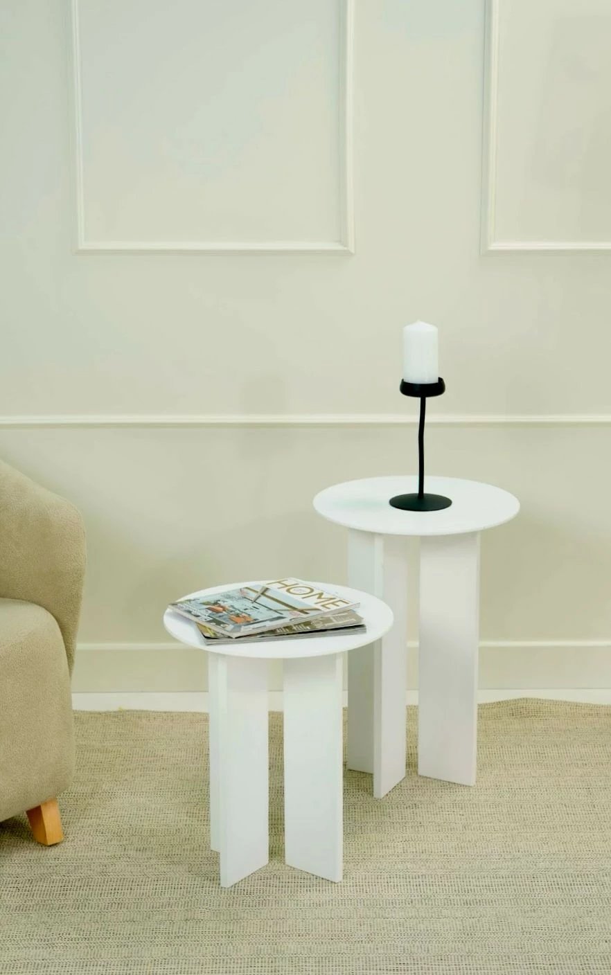 Set tavolinash kafeje Skye Decor, Leo (55 + 45), e bardhë