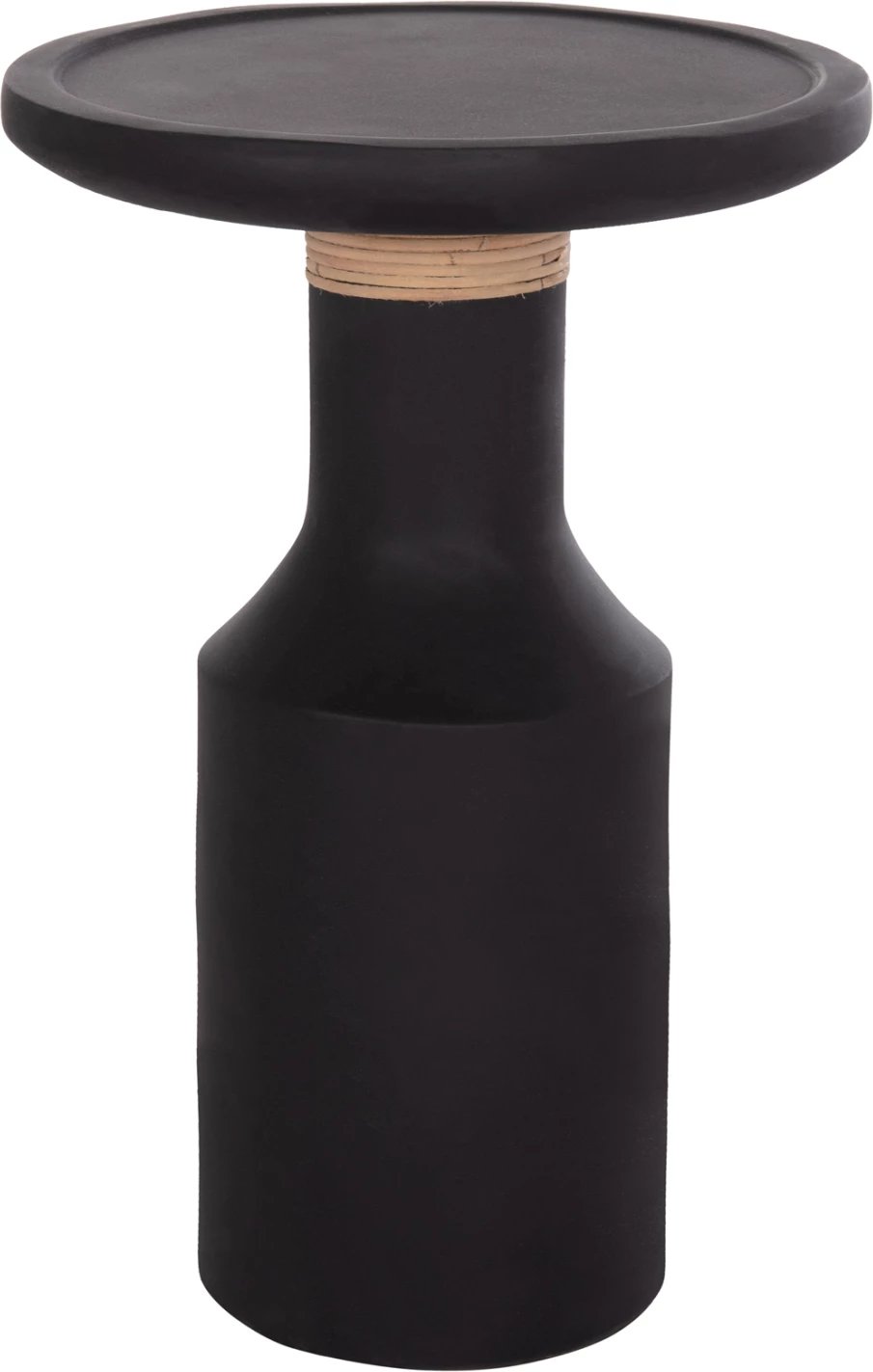 Tavolinë anësore TRED(T), fibër-cement, e zezë, ratan natyral, FH18169.01, 40x61cm