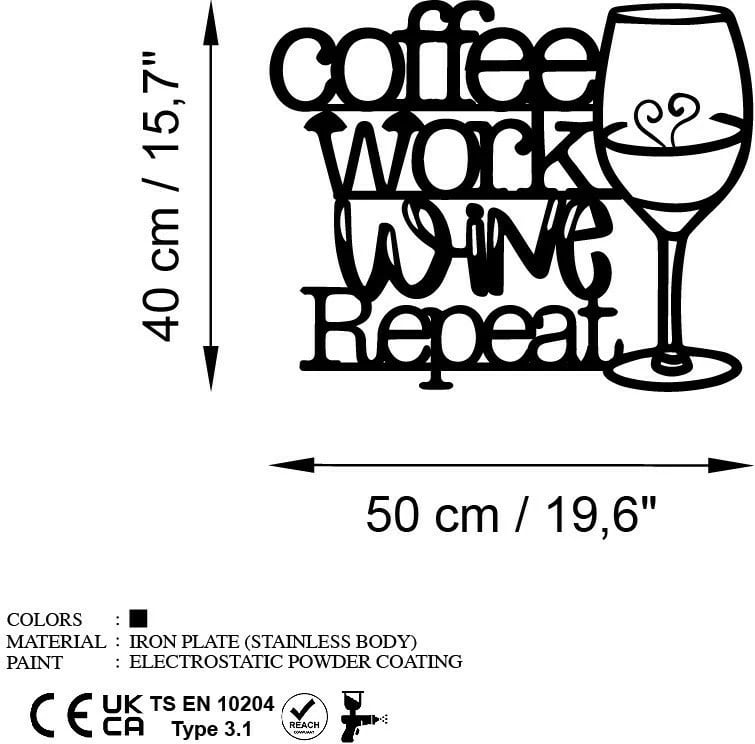 Aksesor dekorativ metalik për mur, Wallity, Coffee Repeat