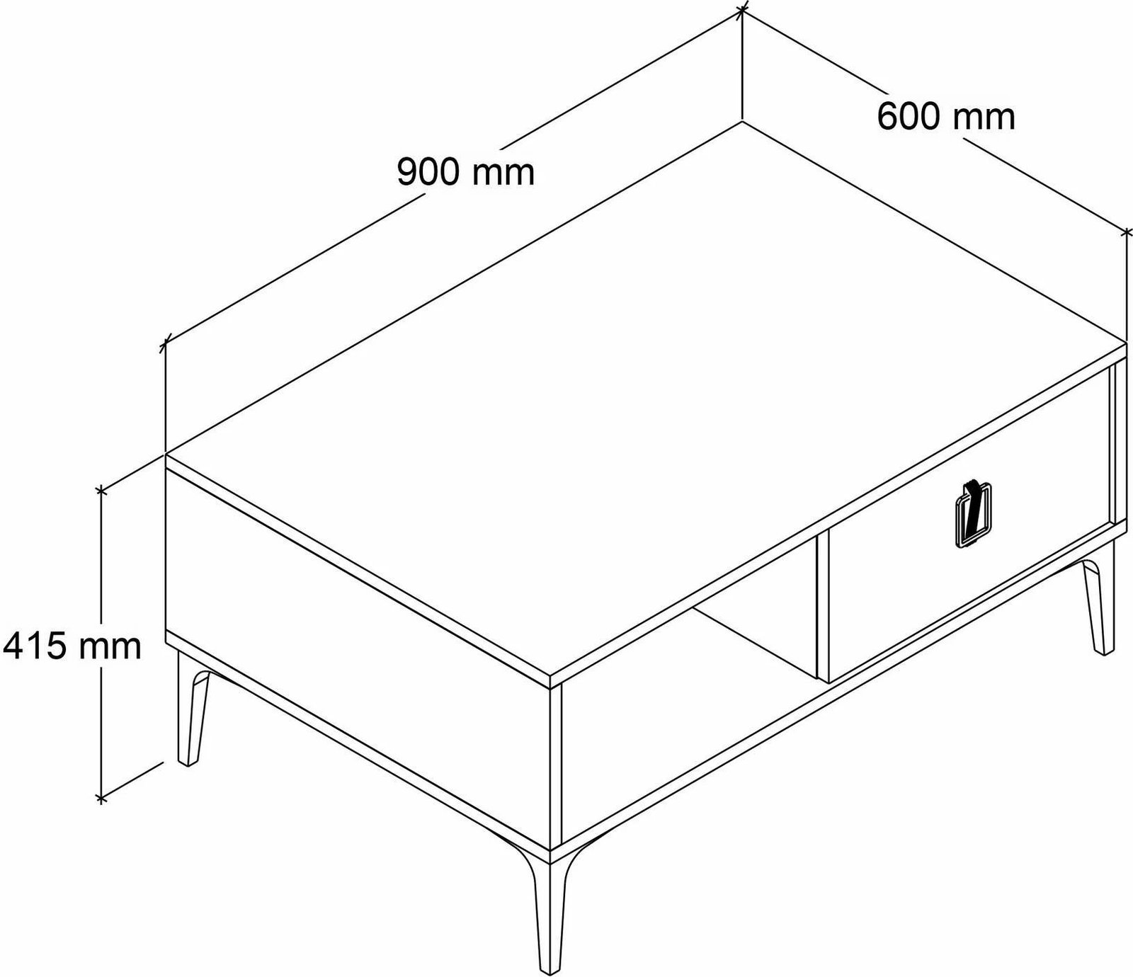 Tavolinë e ulët për kafe, ngjyrë lis safir, Skye Decor, 2004 Sare