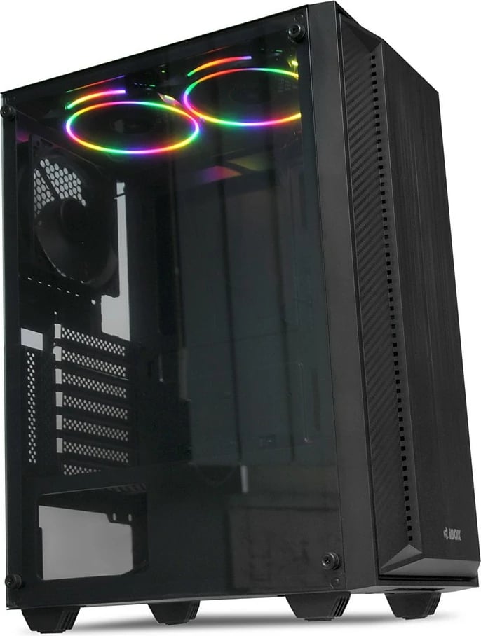 Kasë iBOX Cetus OCT 906, Midi Tower, ATX/Mini-ATX, 4 ventilatorë LED, xham i temperuar, e zezë