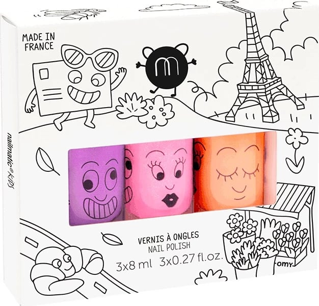 Llak për thonj për femra Nailmatic Kids Paris Neon, set 3x8ml
