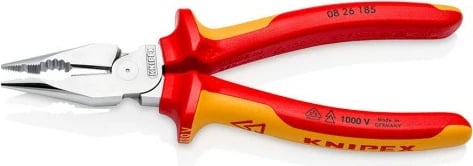 Pinca të holla Knipex 08 26 185, 185mm, dorezë portokalli/kuqe