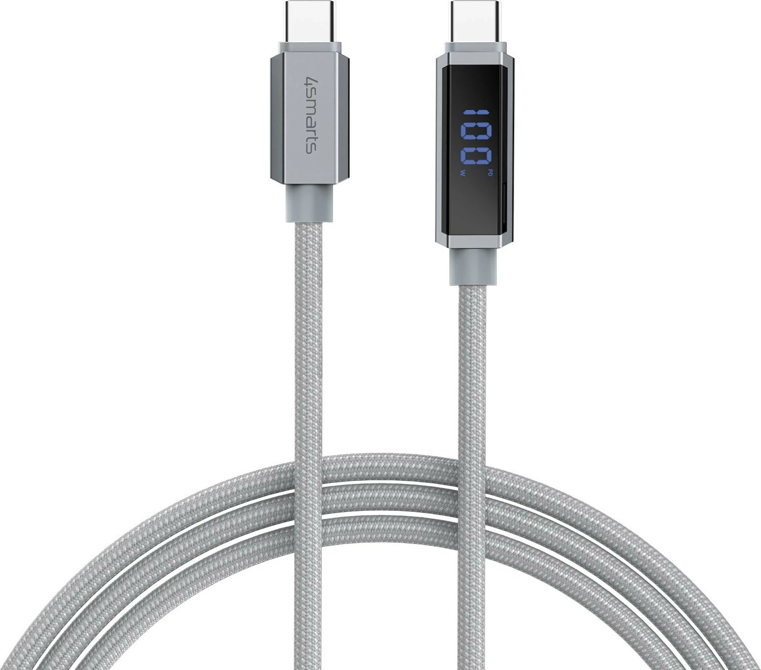 Kabllo USB-C 4smarts DigitCord 100W 1.5m, gri