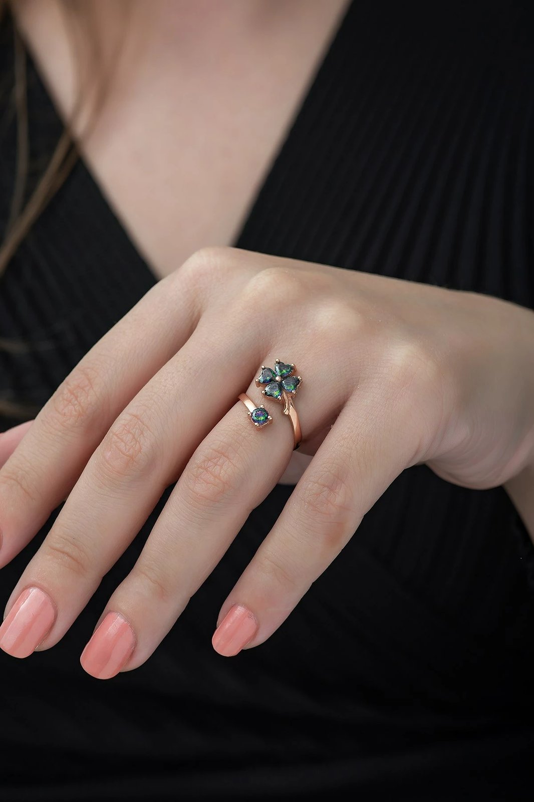 Unazë argjendi Jumeon, ngjyrë rozë ari, Mistique Topaz, TRDYL948