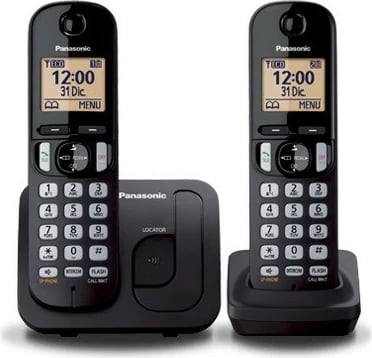 Telefon pa tel Panasonic KX-TGC212, me dorëz shtesë, i zi