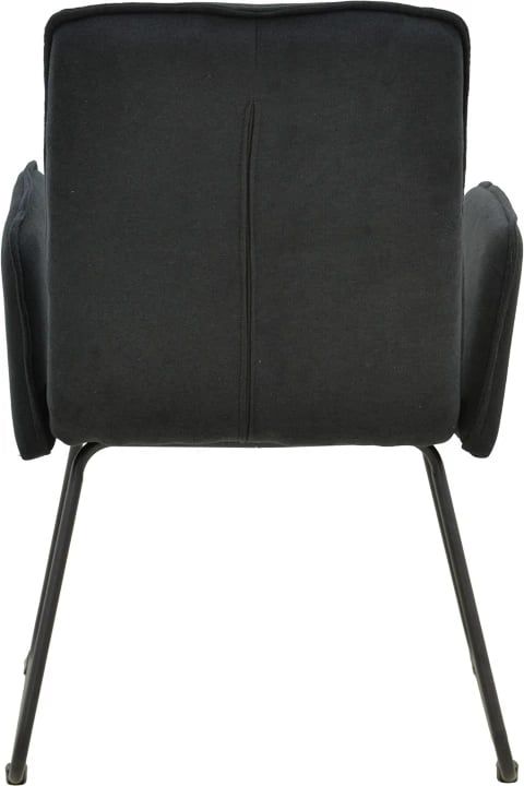 Karrige me krah Essential, set prej 4 copash, stof i zi, këmbë metalike të zeza, 55.5x59x89cm