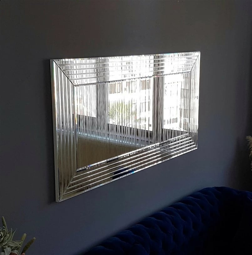 Pasqyrë moderne Hanah Home, A305Y, ngjyrë argjendi, 130x65cm