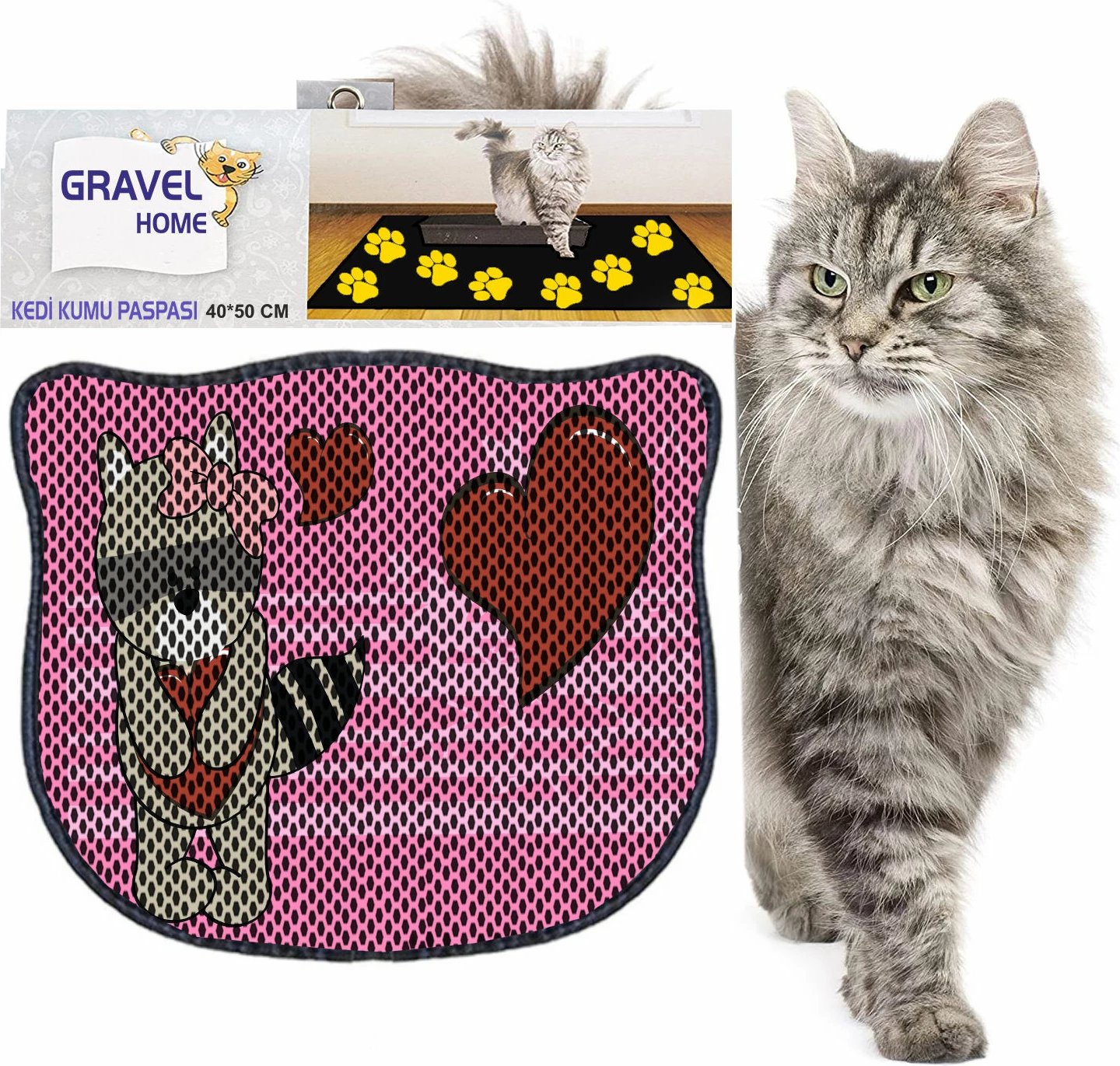 Tapet për rërë mace, shumëngjyrësh, Paws & Whiskers, Kdkafa0027, 40x50cm