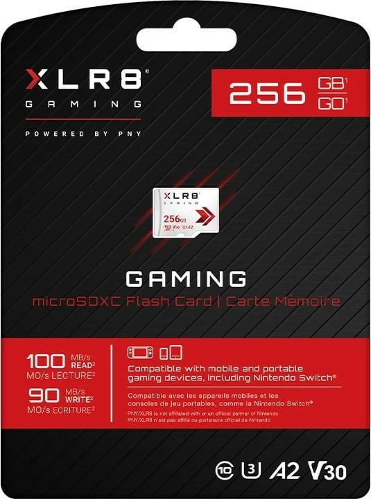 Kartelë memorie microSDXC PNY XLR8 Gaming 256GB, e bardhë