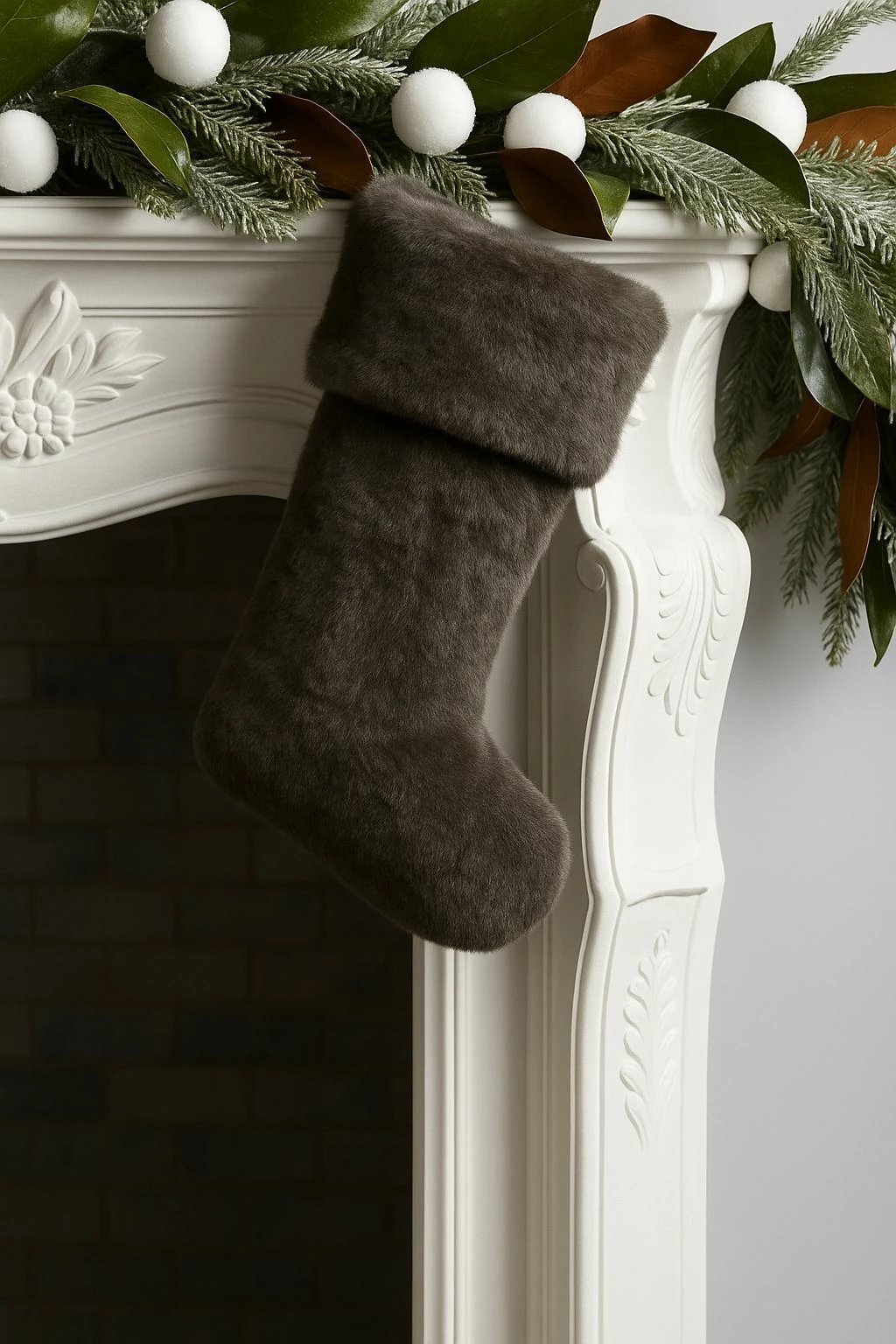 Çorape për Krishtlindje, pelush ngjyrë gri, Evila Originals