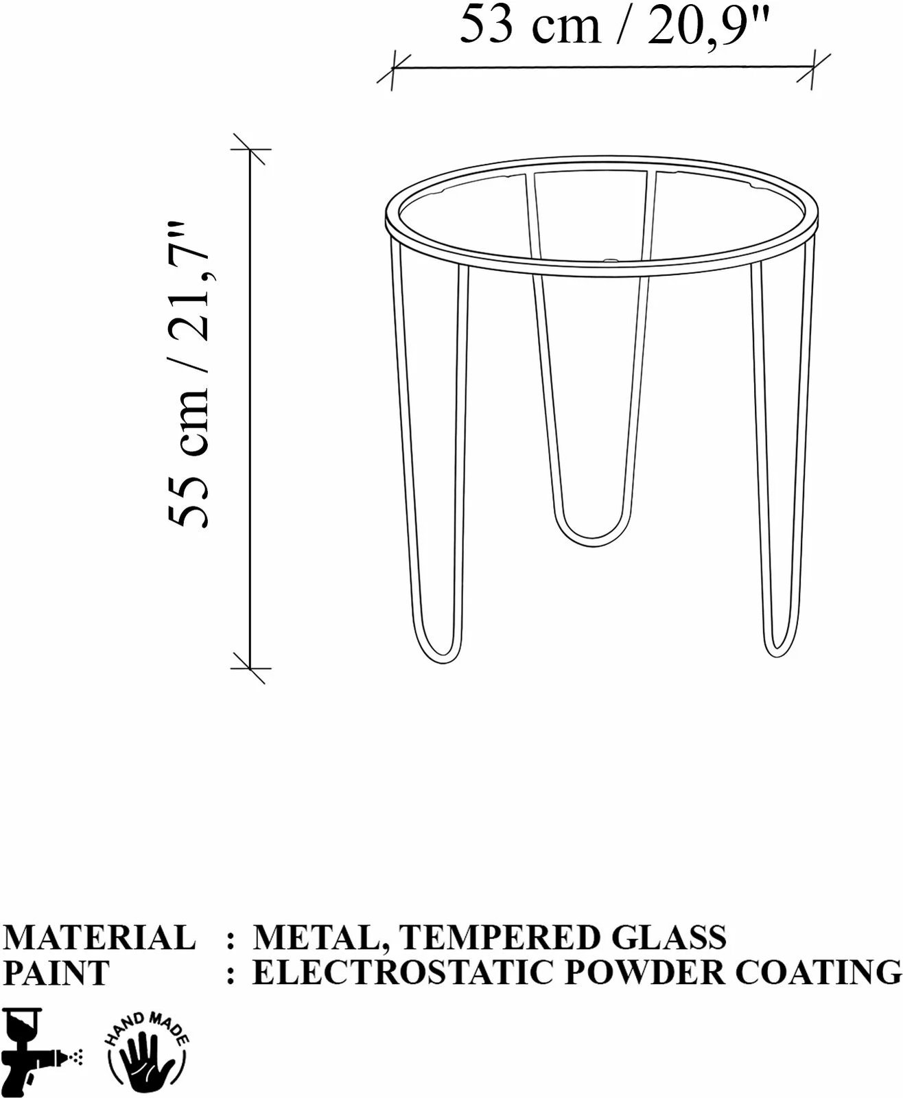 Tavolinë kafeje moderne, xham i temperuar, shumëngjyrëshe, Skye Decor, SHB-033-B