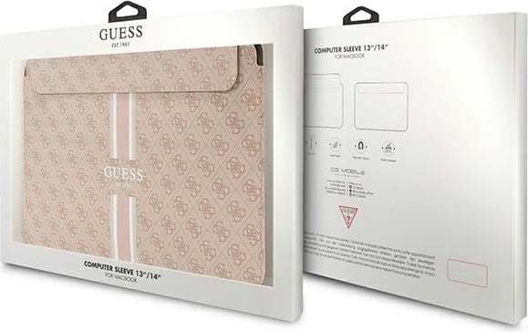 Mbështjellës laptopi Guess 4G Printed Stripes, për 14 inç, Rozë