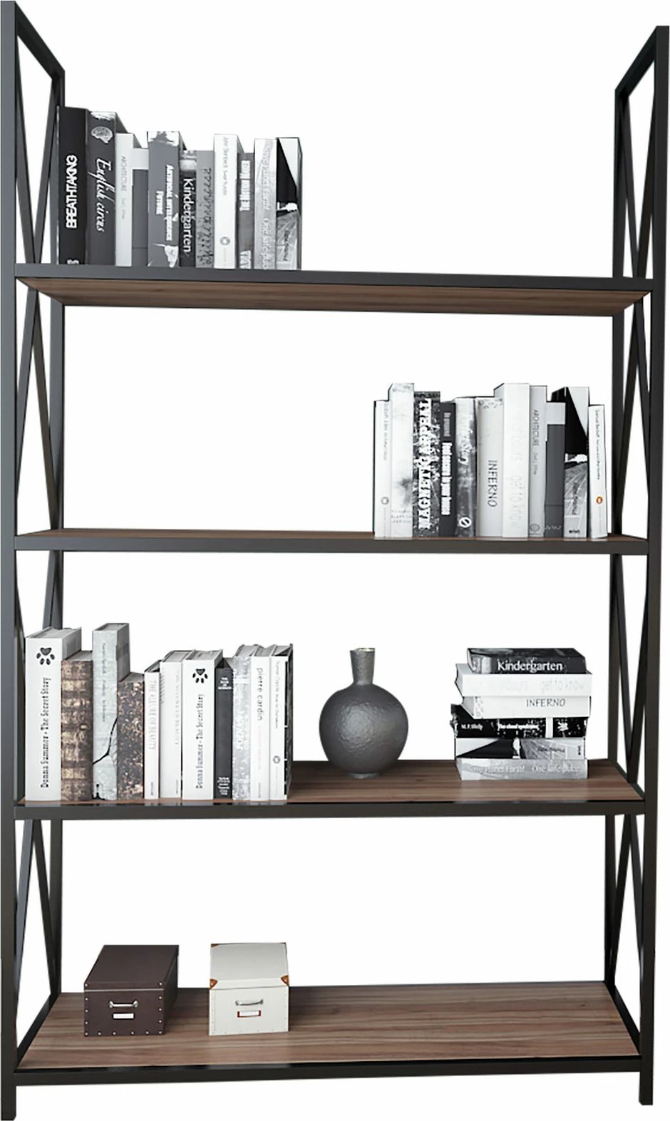 Raft librash Hanah Home, Xena, ngjyrë arre dhe e zezë