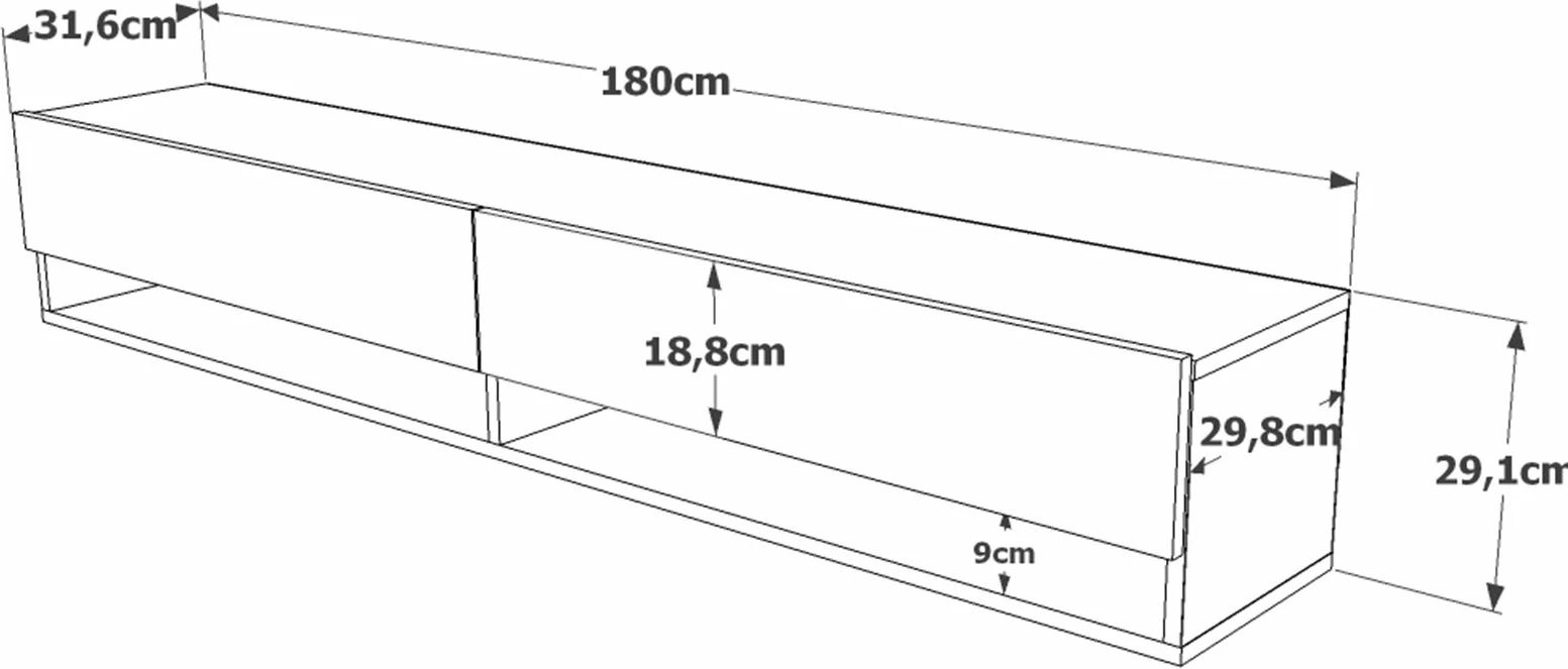 Komodë TV Skye Decor, Fr9-Aw, ngjyrë Atlantic Pine dhe e bardhë