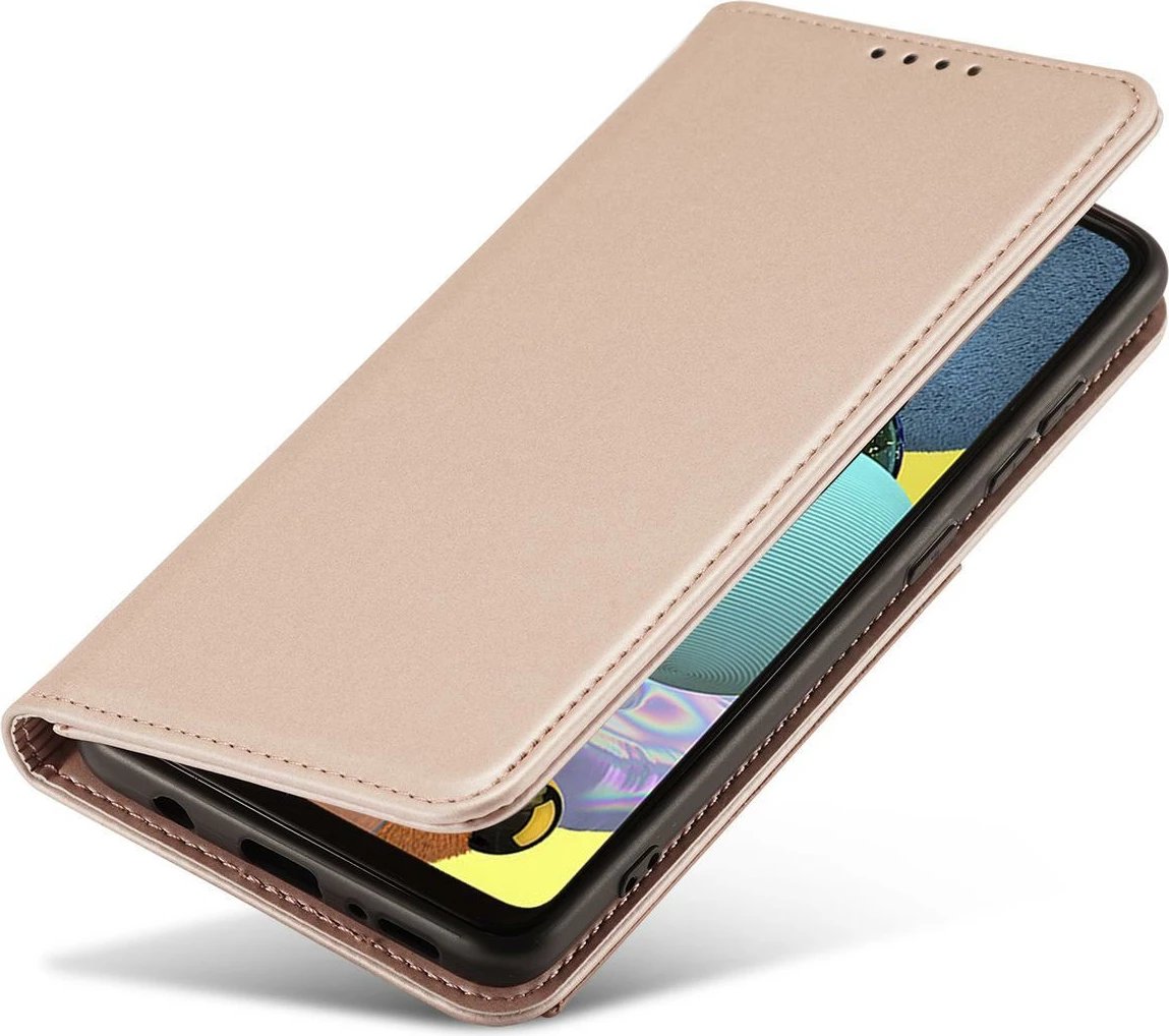 Mbështjellës Hurtel Magnet Card Case për Samsung Galaxy A12 5G, me kapak, portofol, rozë