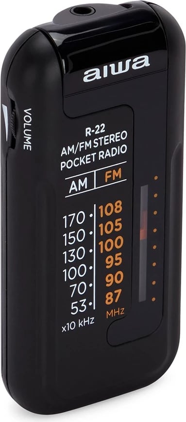 Radio xhepi AIWA R-22BK, AM/FM, me kufje, e zezë/portokalli