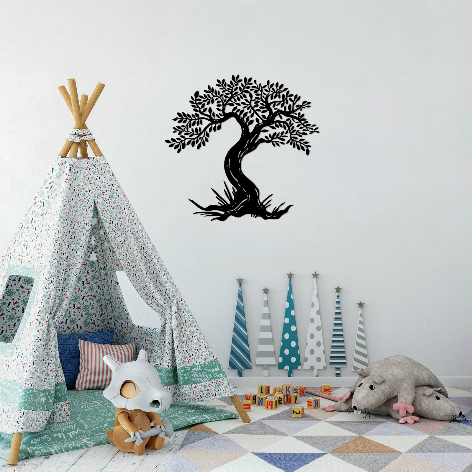 Aksesor dekorativ metalik për mur, Monumental Tree 12, Wallity