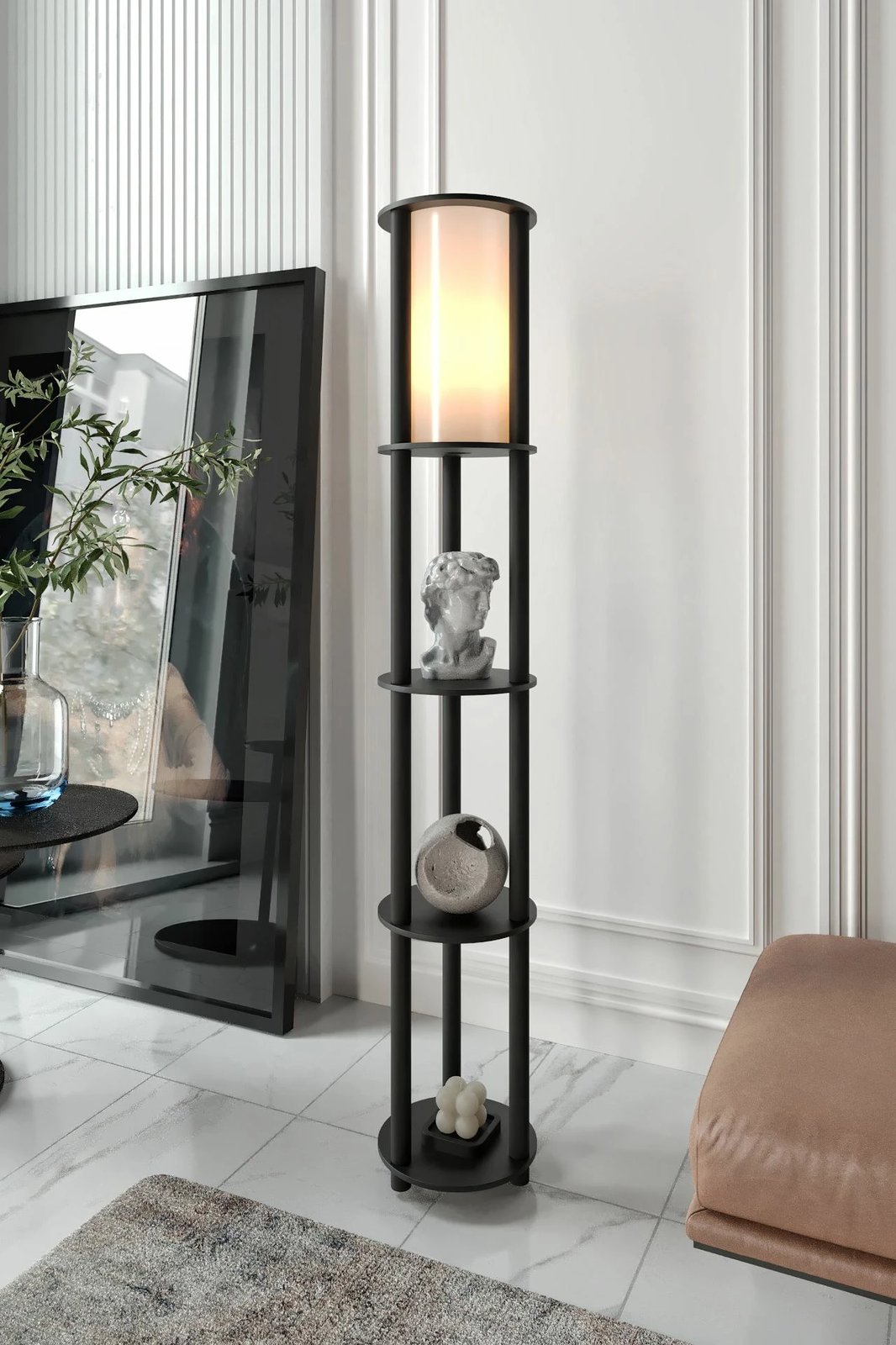 Llambë dyshemeje Opviq, Estantes Round, e zezë