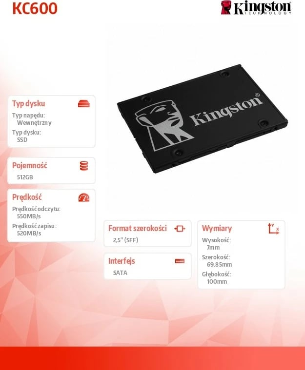 SSD Kingston KC600, 512GB, 2.5", SATA3, i zi
