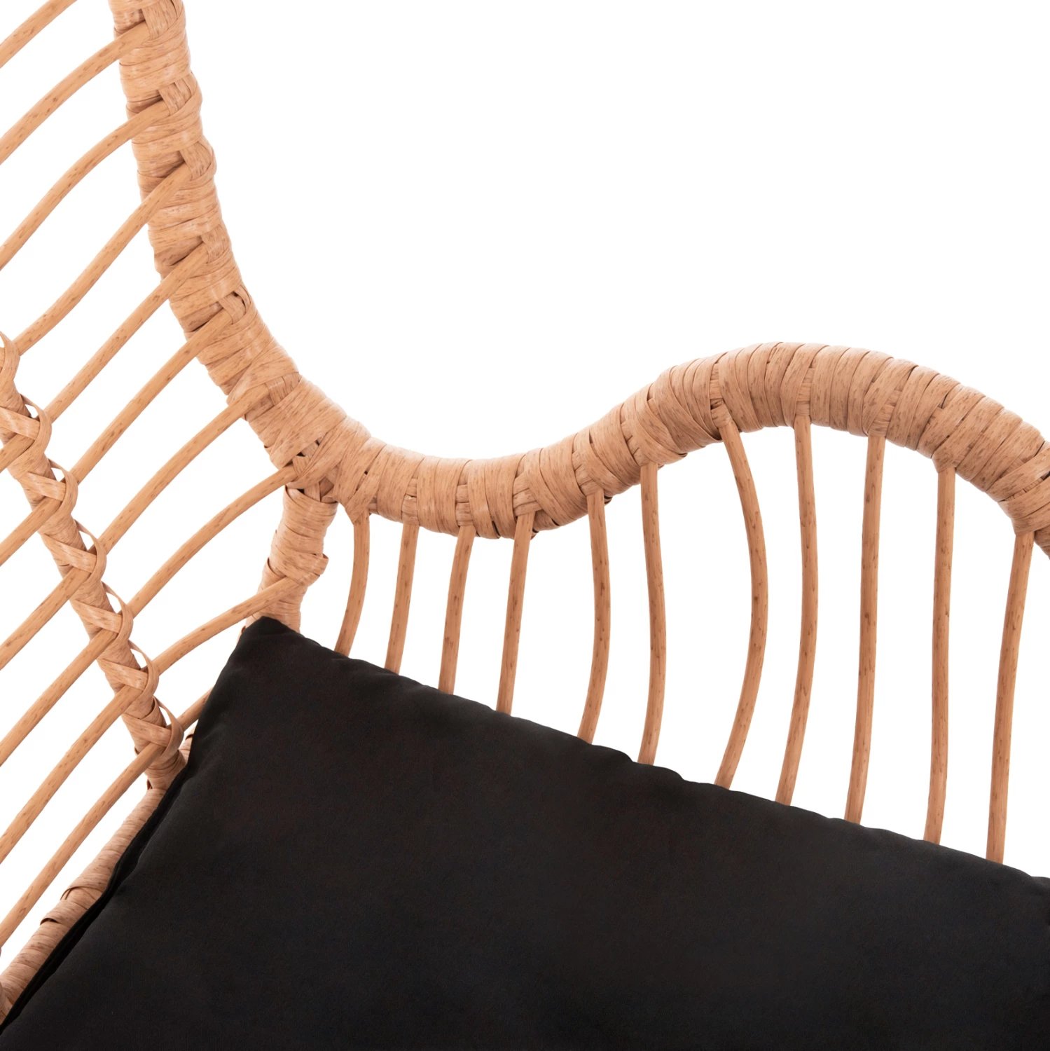 Karrige e jashtme bergere stil, Allegra, FH5704.11, p.e. rattan, ngjyrë bezhë-metal i zi, 66x59x90H cm