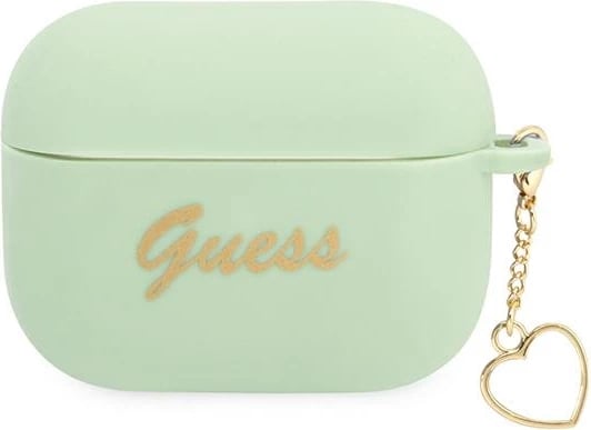 Mbështjellës Guess GUAPLSCHSN për AirPods Pro, silikon, Heart Charm, e gjelbër