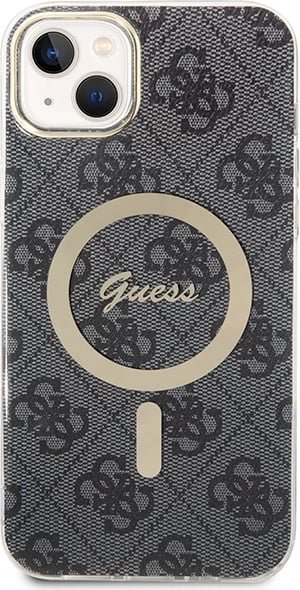 Set mbështjellës Guess GUBPP14MH4EACSK me karikues wireless për iPhone 14 Plus 6.7", zi, 4G Print, MagSafe