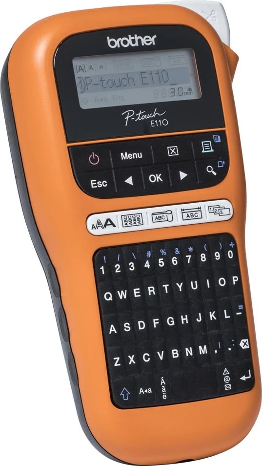 Printer etiketa Brother PTE110VP, QWERTY, TZe, 180x180 DPI, 20mm/sec, AAA