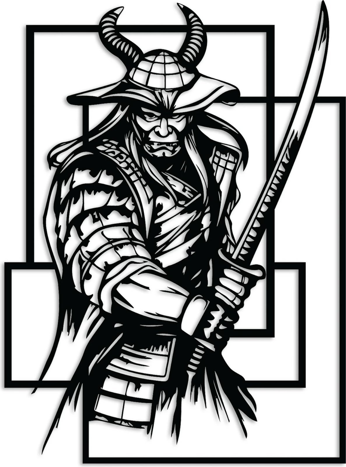 Aksesor dekorativ metalik për mur, Wallity, Samurai