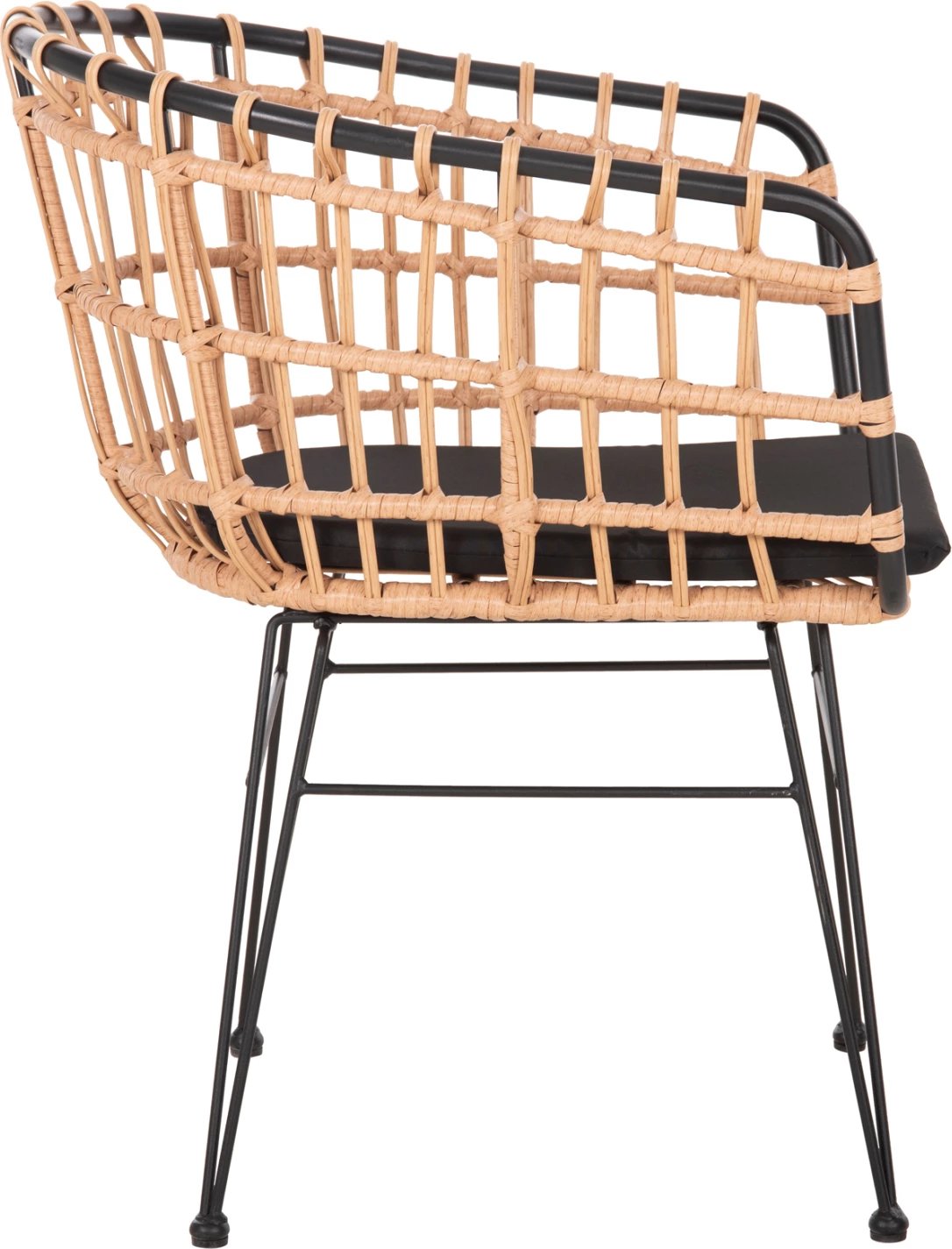 Karrige për jashtë ALLEGRA FH5456.11 metalike & jastëk ngjyrë e zezë - Wicker bezhë 58x61x81Hcm