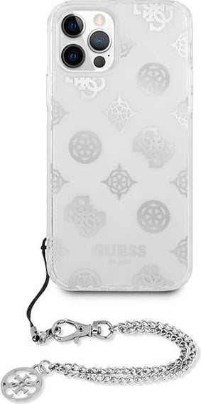 Mbështjellës Guess Peony Chain për iPhone 12 Pro Max 6.7", argjendtë Mbështjellës Guess Peony Chain për iPhone 12 Pro Max 6.7", argjendtë