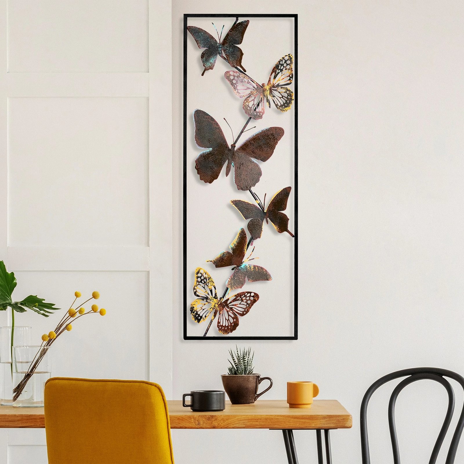 Aksesor dekorativ metalik për mur, Wallity Tavus 2, shumëngjyrësh, 32x90x4cm