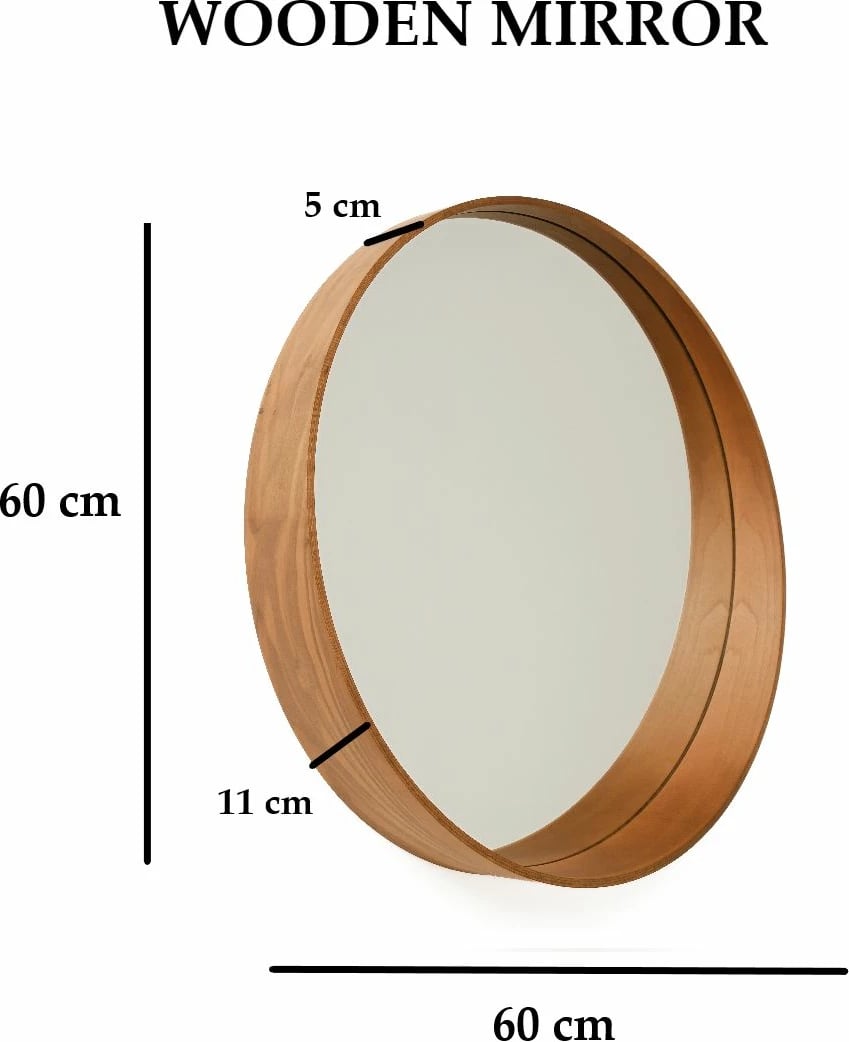 Pasqyrë dekorative Skye, Bias 60, ngjyrë arre