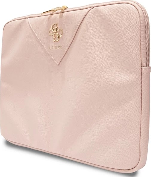 Mbështjellës laptopi Guess ZIP Leather Triangle, 14 inç, Rozë