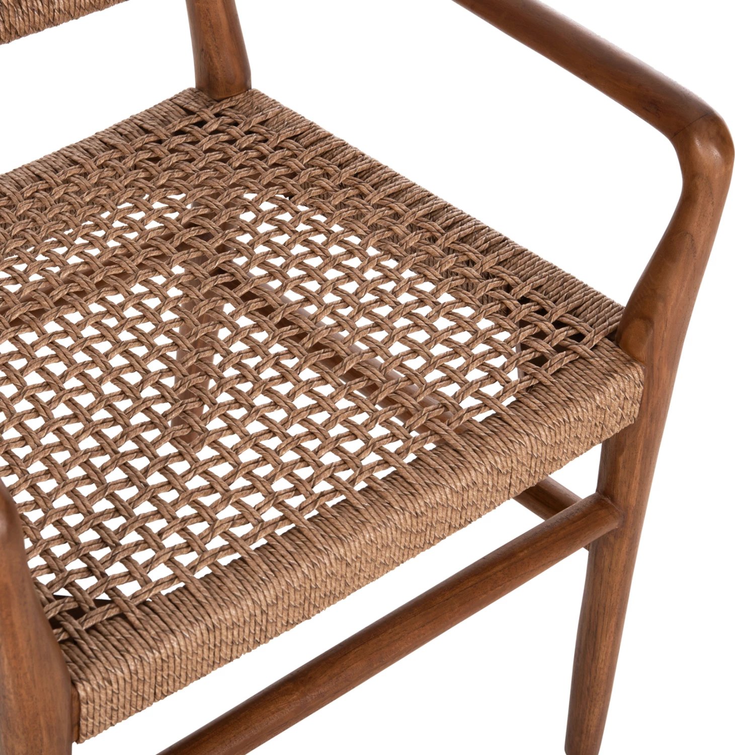 Karrige për ngrënie ROSCO FH6132.01 dru TEAK ngjyrë arre, litar VIRO ngjyrë kafe, 56x54.5x78H cm