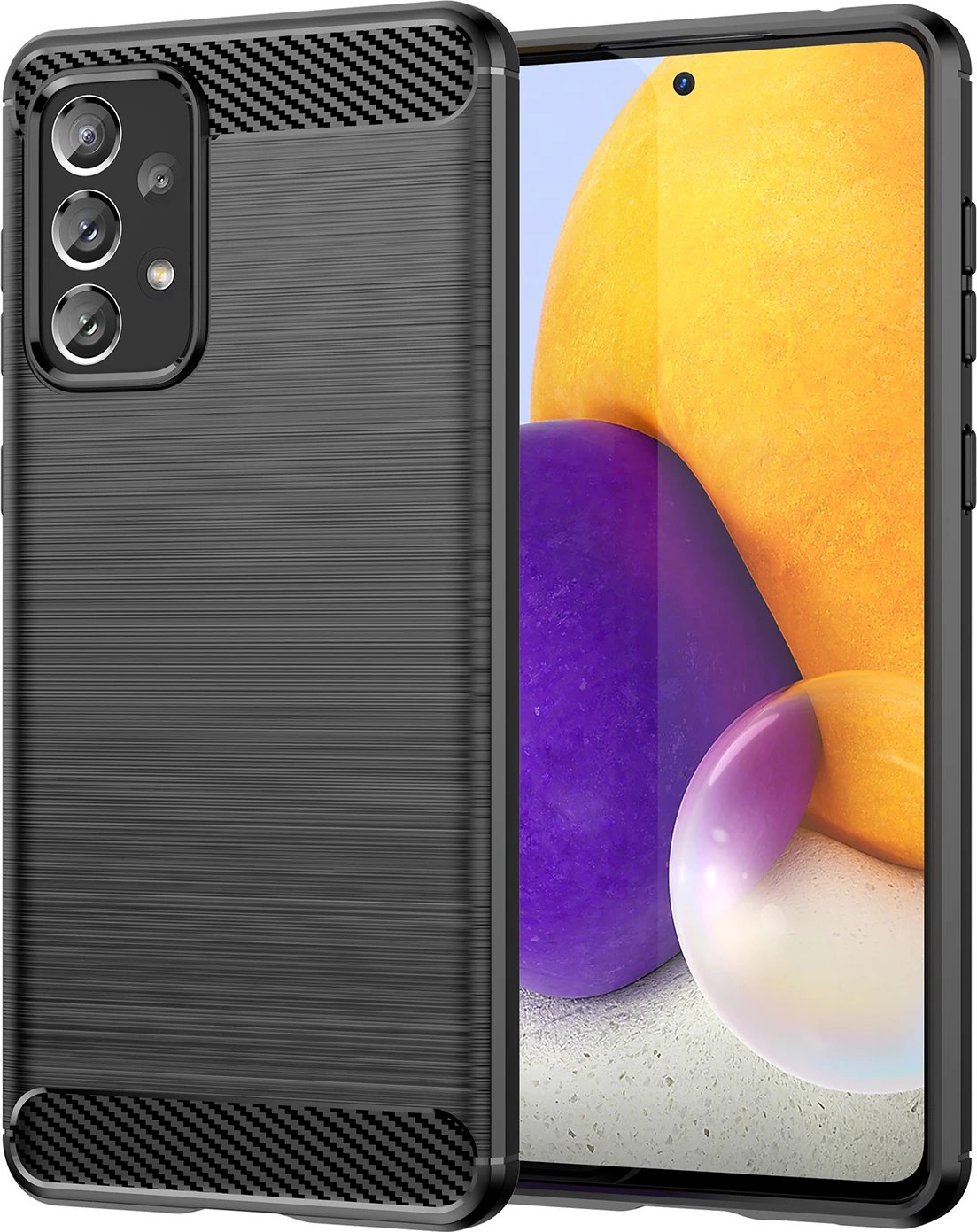 Mbështjellës Hurtel Carbon Case për Samsung Galaxy A73, TPU, i zi