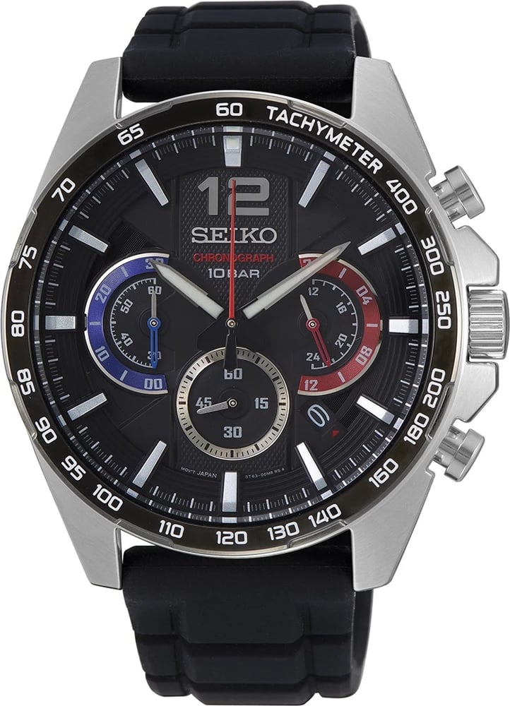 Orë dore SEIKO SSB347P1 për meshkuj, e zezë