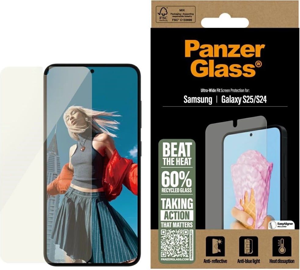 Mbështjellës xhami PanzerGlass për Samsung Galaxy S25, Ultra-Wide Fit