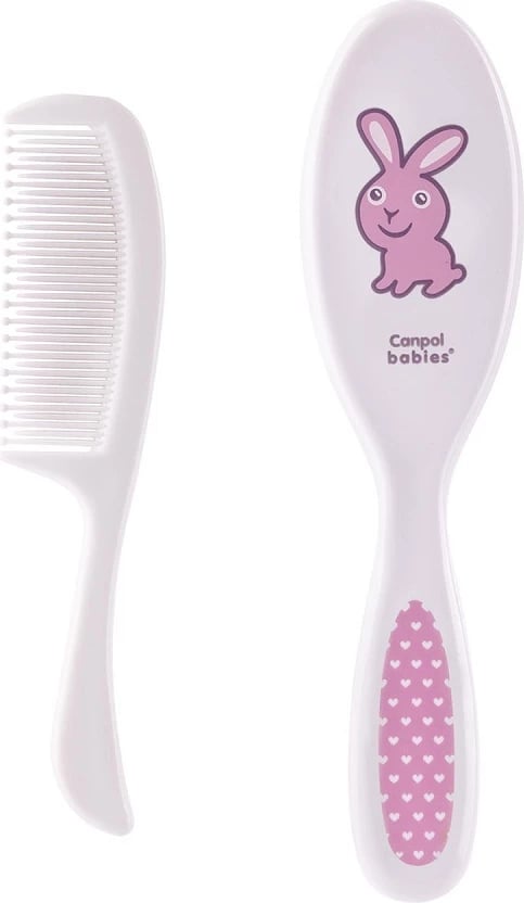 Set furçe dhe krehër për fëmijë Canpol Babies, rozë, 2 copë