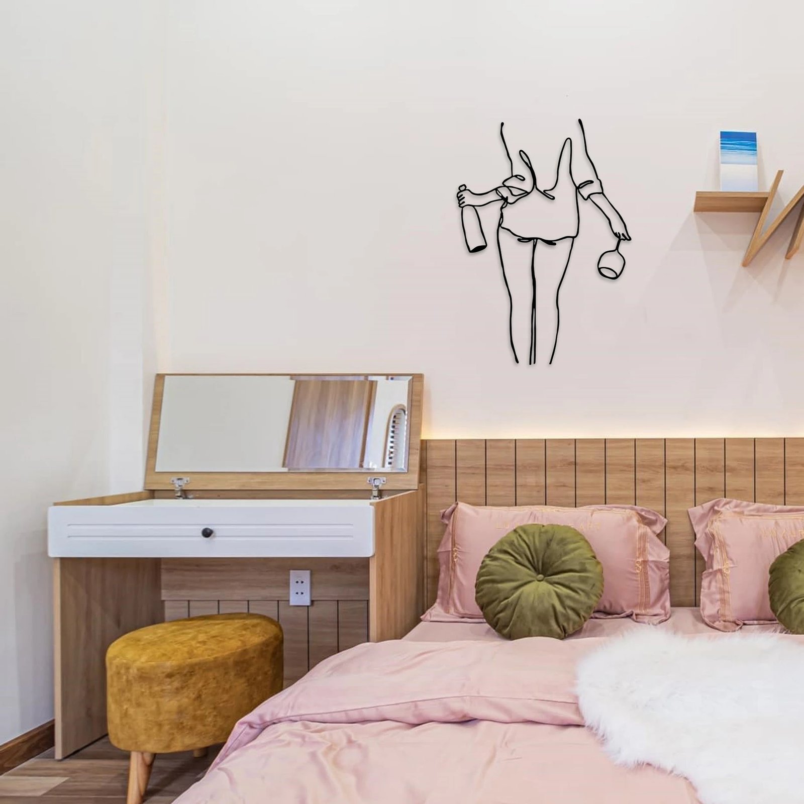 Aksesor dekorativ metalik për mur, Wallity, Wine Night, ngjyrë e zezë, 35.5x50cm