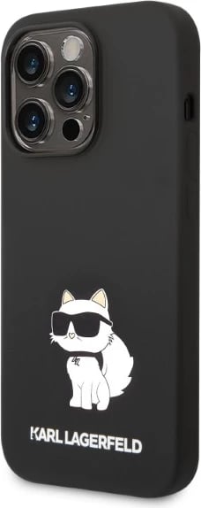 Mbështjellës silikon Karl Lagerfeld Choupette për iPhone 14 Pro Max, i zi