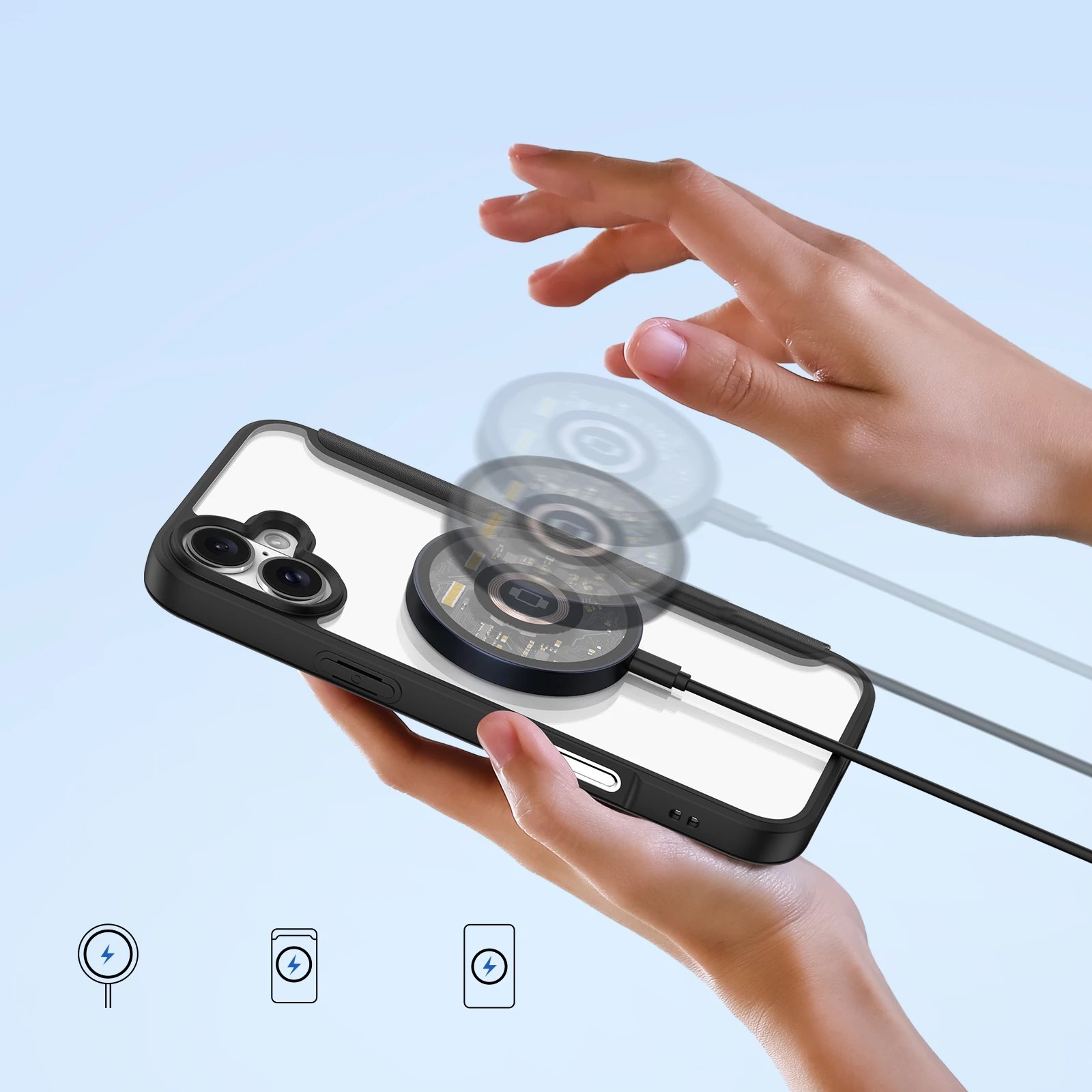 Mbështjellës Dux Ducis Skin X Pro për iPhone 16, me MagSafe, me kapak, i zi