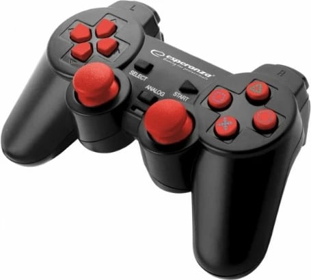 Kontroller Gaming Esperanza EGG106R për PC, Playstation 2, Playstation 3, i zi/ i kuq