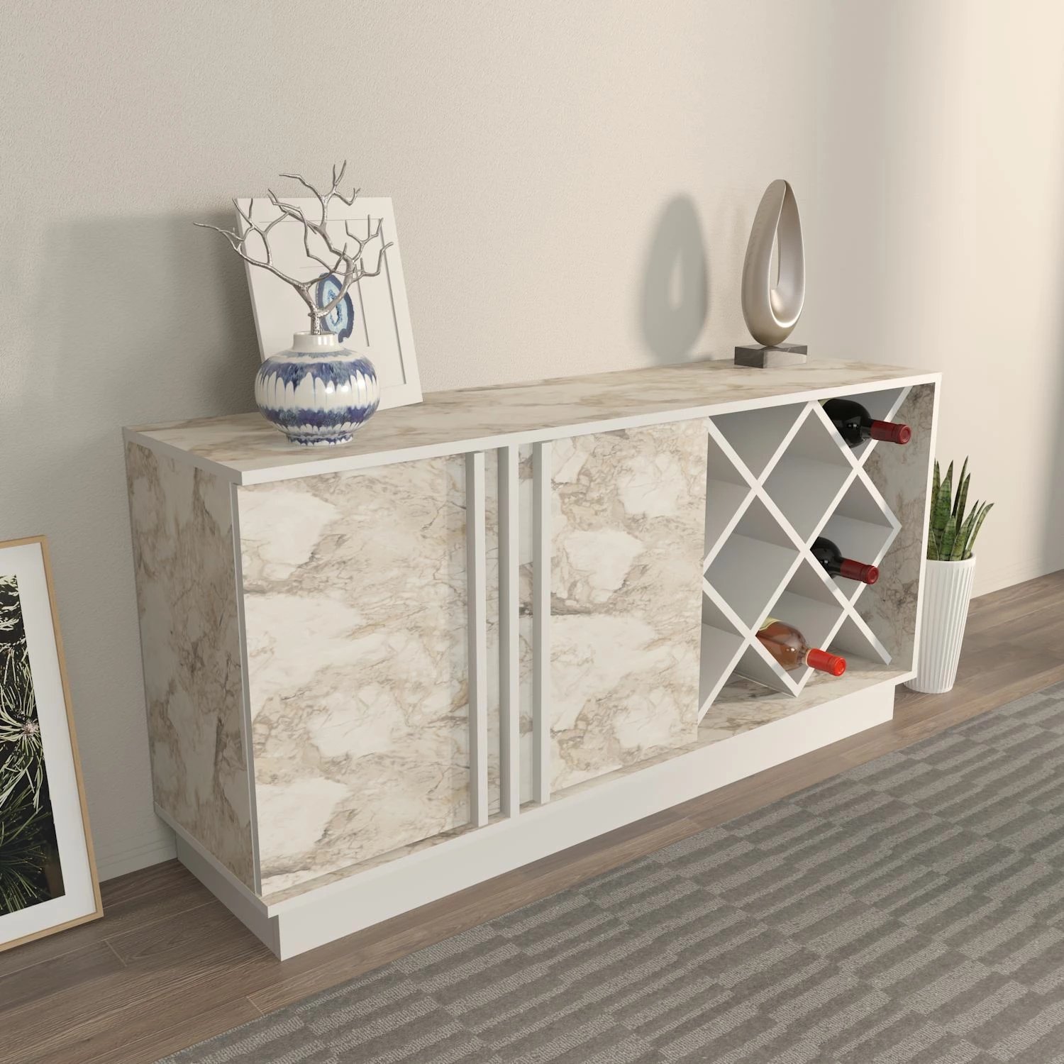 Komodë anësore Skye Decor, ngjyrë e bardhë, Ephesus