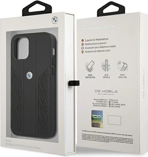 Mbështjellës BMW Curve Perforate për iPhone 12 Pro Max, 6.7", i zi