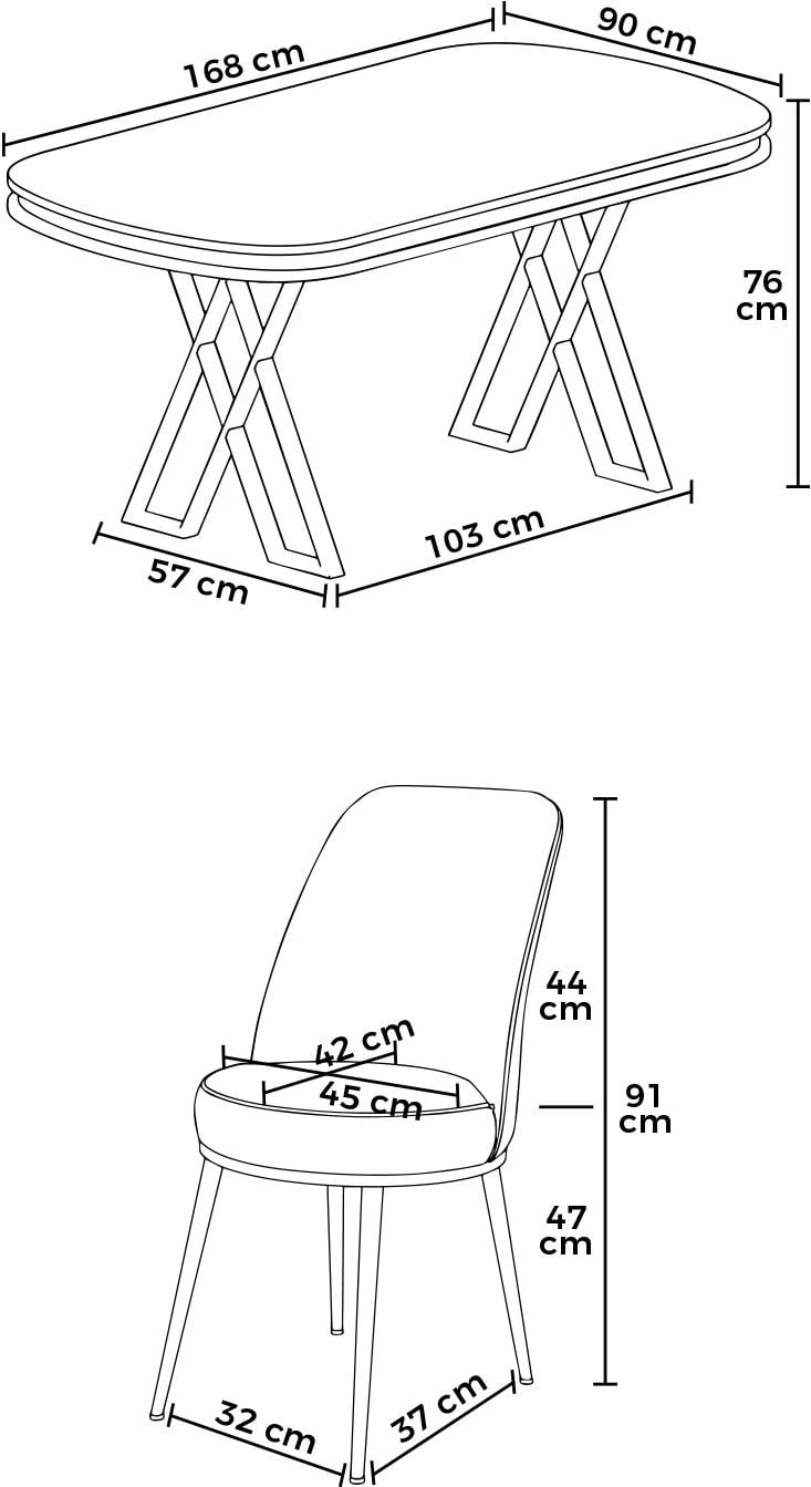 Tavolinë me karrige (7 copë), Skye Decor, ngjyrë antracit, krom, krem
