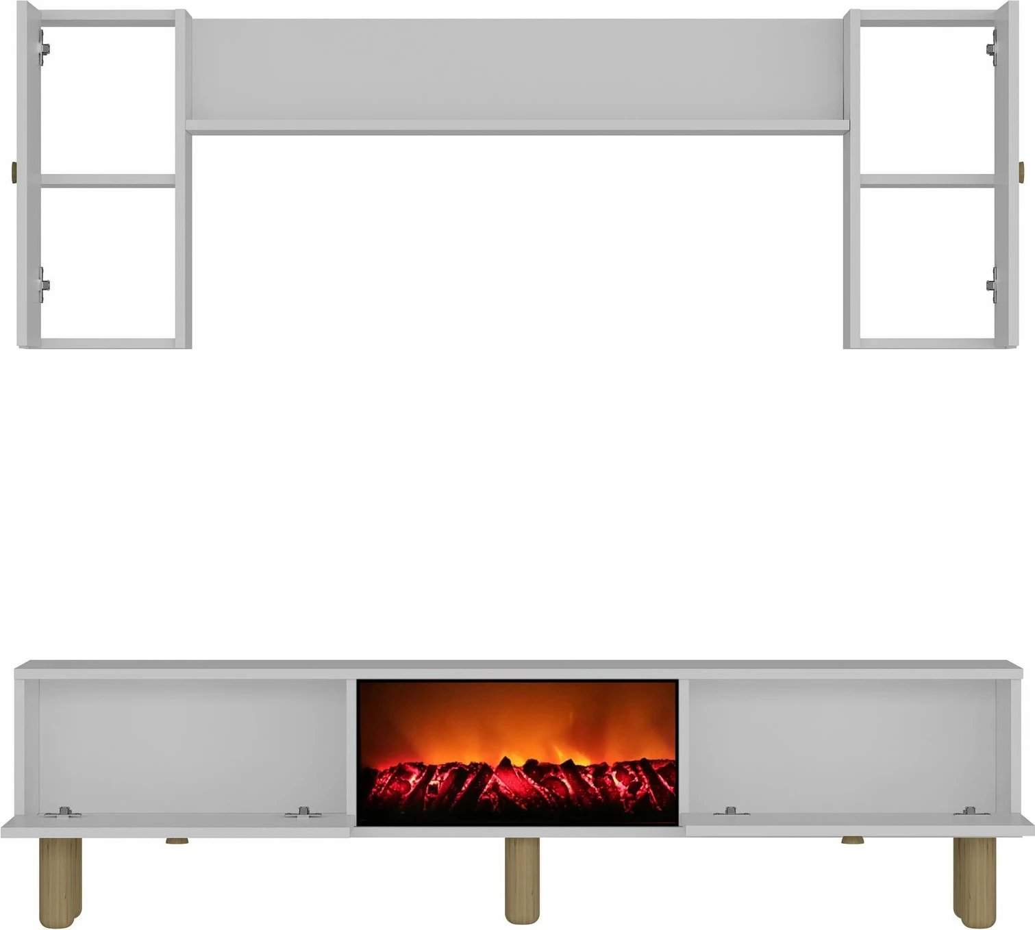 Njësi TV Skye Decor, oxhak dekorativ Polen Bohem, e bardhë