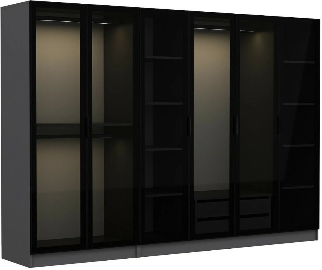 Dollap për dhomë gjumi, ngjyrë antracit e zi, Skye Decor - 6092